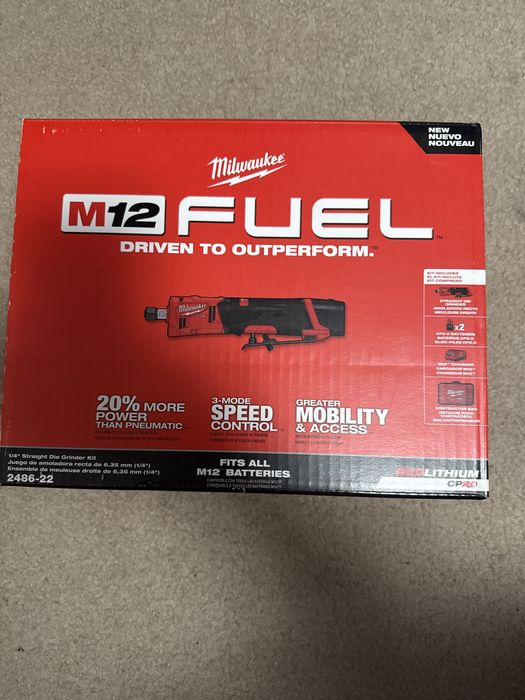 Szlifierka prosta palcówka Milwaukee Fuel M12 + 2xbatetia