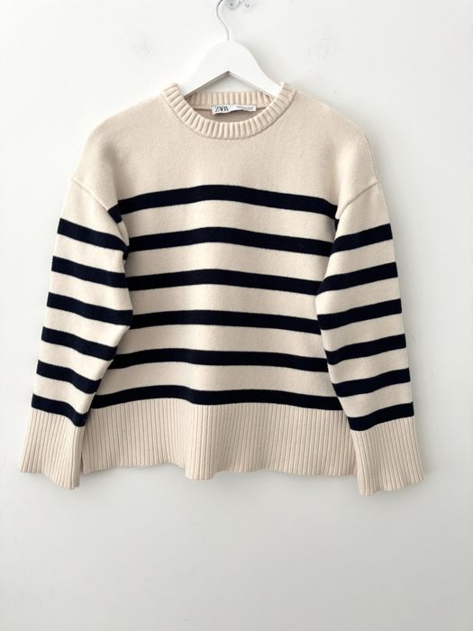 ZARA kremowy sweter w paski Striped jumper