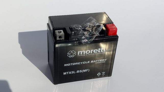 Akumulator motocyklowy żelowy MORETTI 12V MTX5L-BS YTX5L-BS do skutera