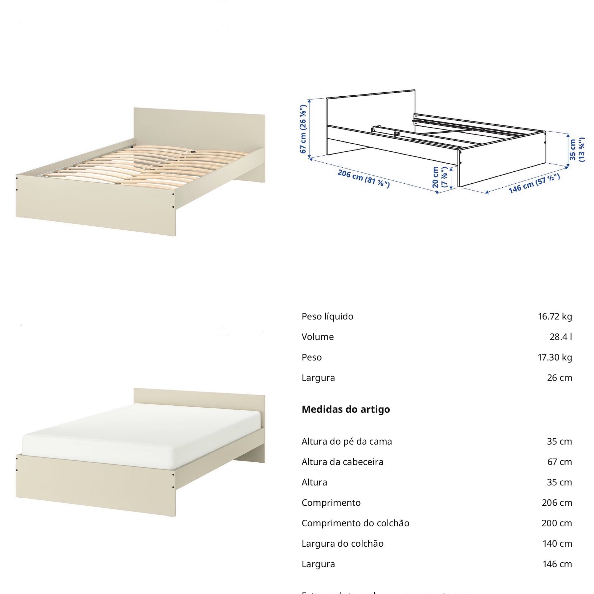 Cama de casal e colchão 140x200