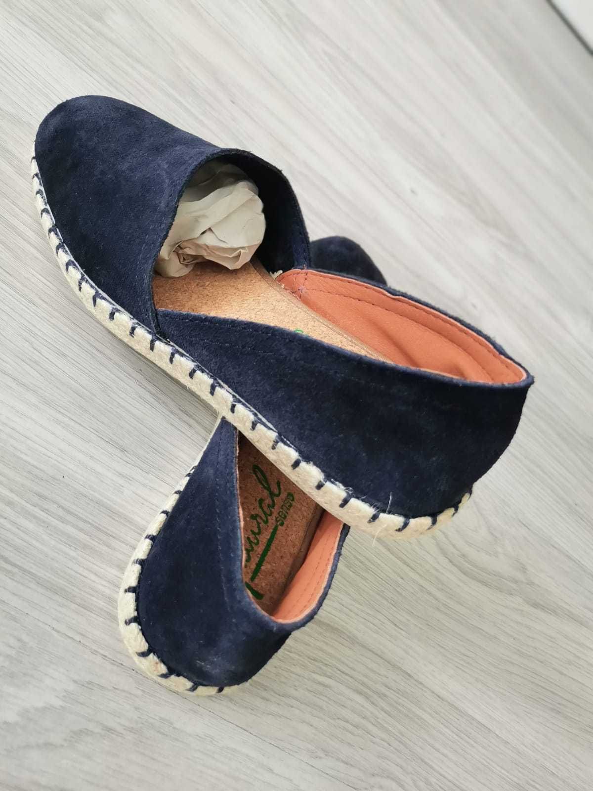 Espadryle Natural sense skóra naturalna zamsz