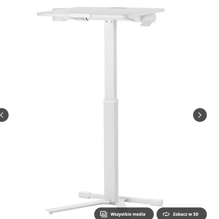 IKEA MITTZON Stolik z kółkami na laptop, biały, 66x50 cm