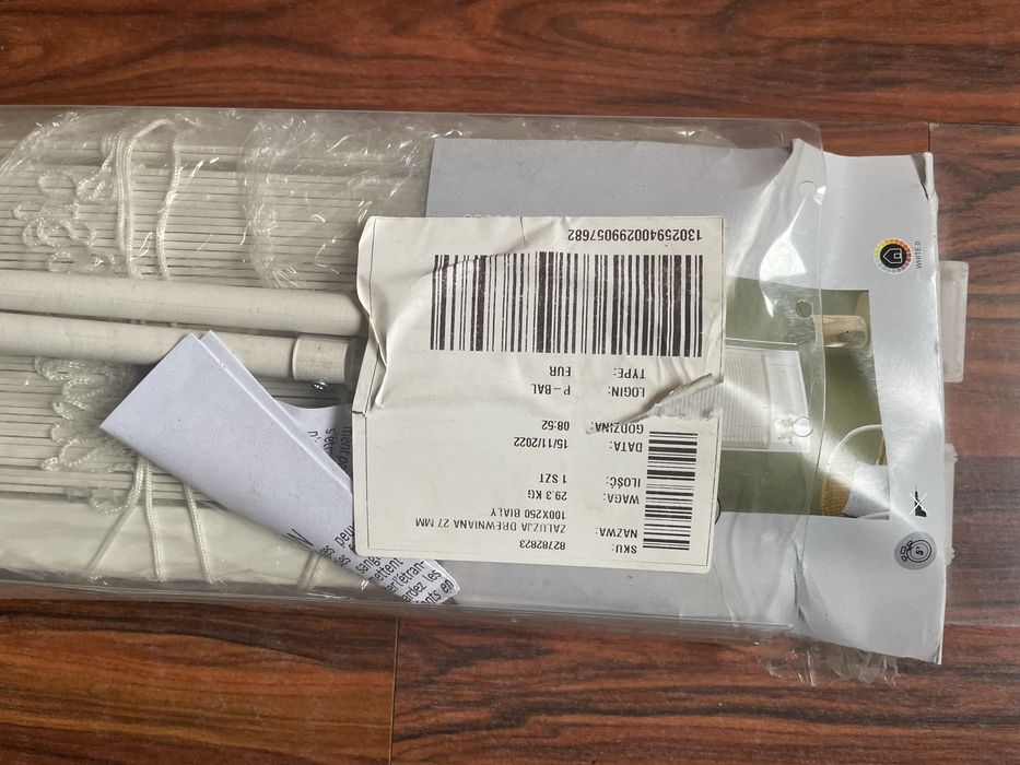 Żaluzja biała drewniana 100x250 nowa