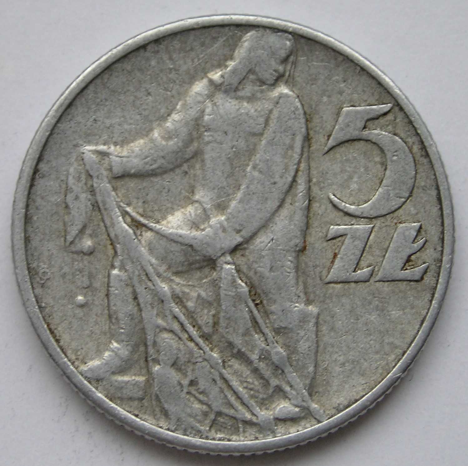 Polska 5 złotych 1974 - rybak + sieć