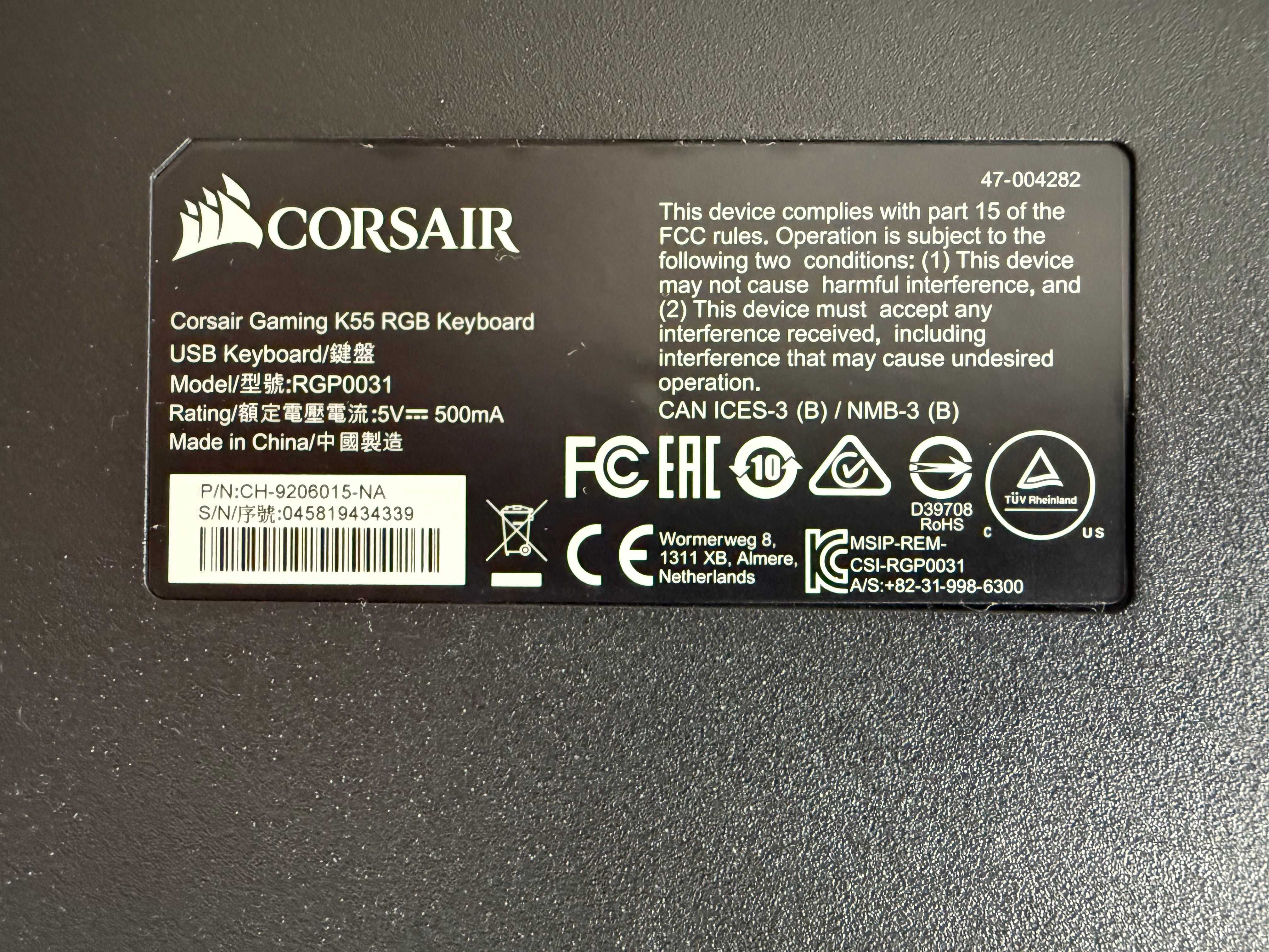 Klawiatura CORSAIR gaming K55 RGB