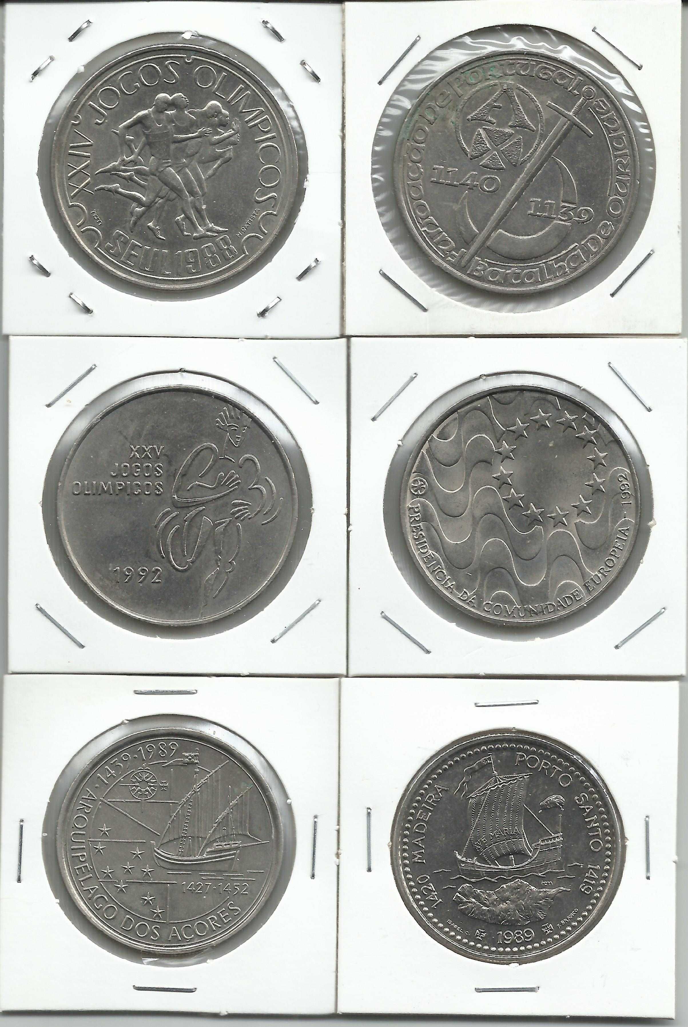 6 moedas portuguesas comemorativas - 2 X 100$, 2 X200$ e 2 X250$
