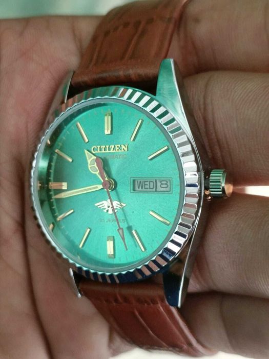 Citizen Vintage Automático Mostrador Verde 21 Joias Relógio Masculino