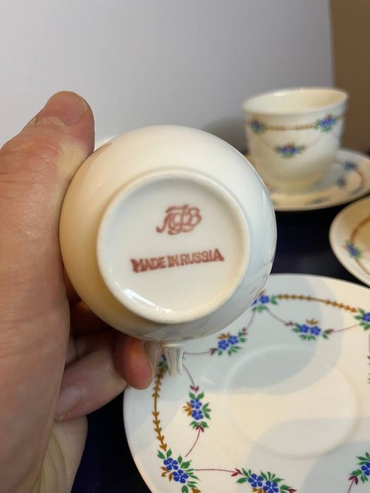 Кофейный пары/костяной фарфор/ЛФЗ/Незабудки/ф. Ландыш.