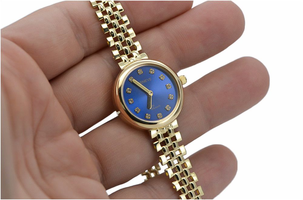 Prześliczny 14k złoty damski zegarek Geneve lw011ydb Katowice biżuteri