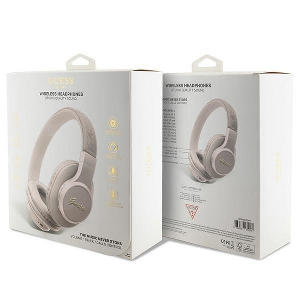 GUESS słuchawki bluetooth nauszne GUBH604GEMP (4G Script) różowe