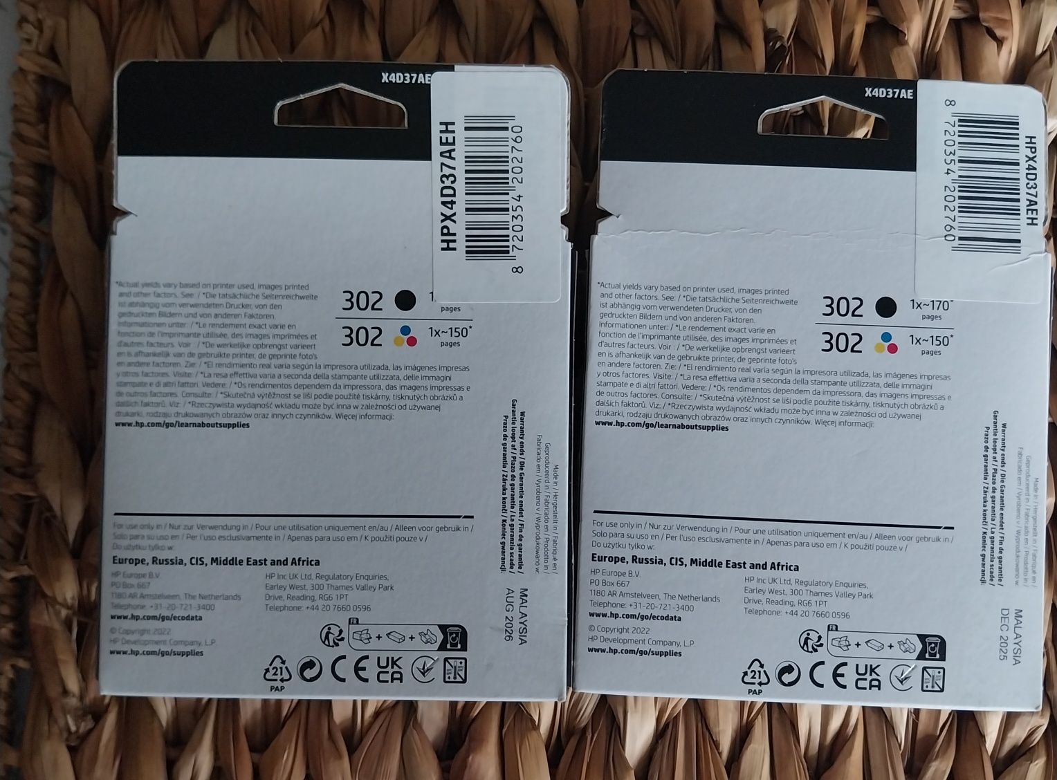 Tusze HP 302 dwupak,2 opakowania