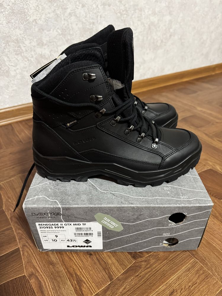Черевики Lowa Renegade II GTX Mid TF чорні з натуральної шкіри.