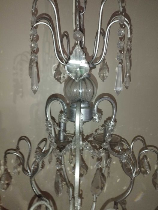 Lustre prata envelhecida 6 luzes diâmetro 60x67altura minimax110máxima
