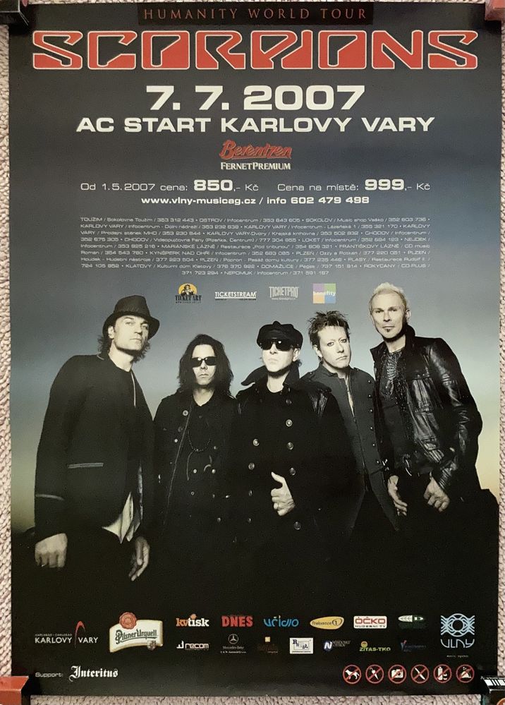 Афиша постер концерта группы Scorpions - Чехия / 2007