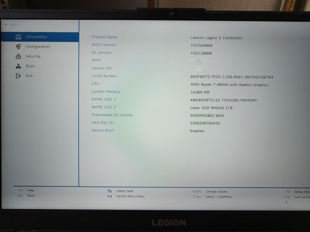 Laptop Lenovo Legion 5 R7, 1660Ti, 16GB, 1,5 TB