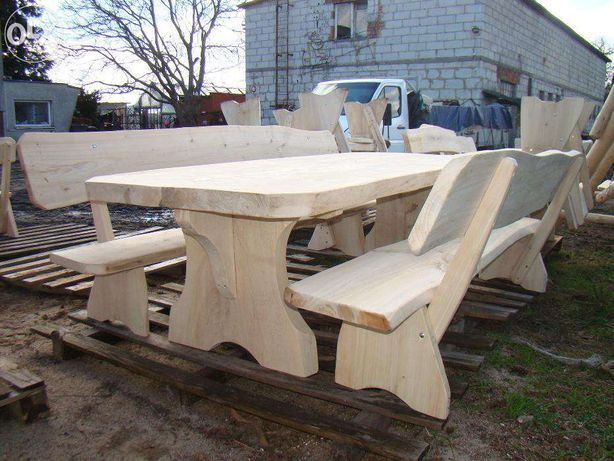 Zestaw meble ogrodowe - Drewniany stół i 2 ławki 2,5m