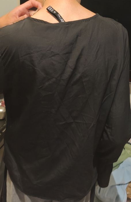 Czarna Bluzka V-neck - Błyszczące Dżety/Cekiny - NOWA!