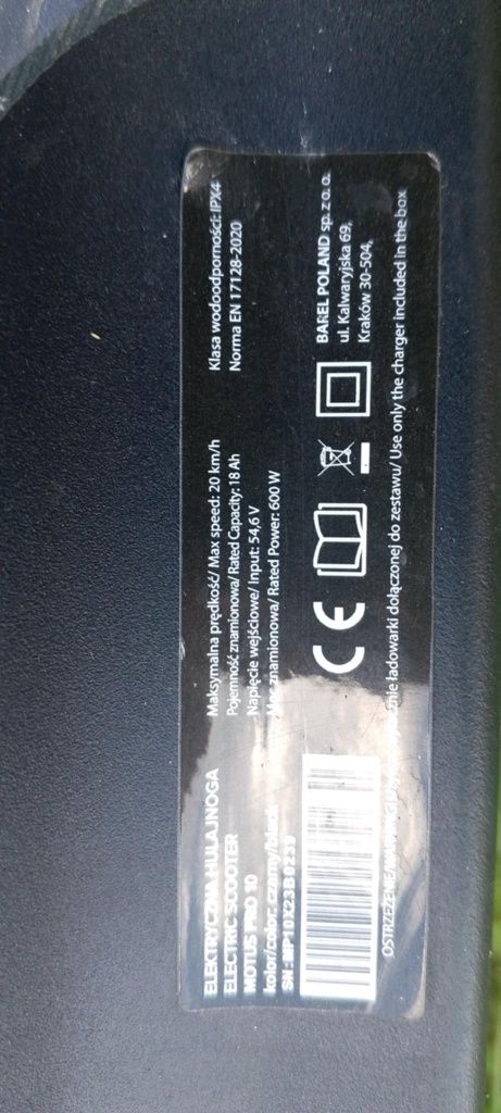Rama/Deck do hulajnogi elektrycznej Motus Pro 10 2022