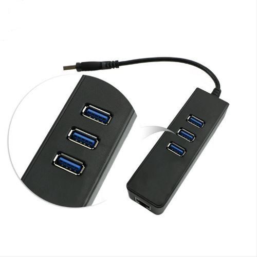 Adaptador Rede Ethernet RJ45 Gigabit + Hub 3 Portas USB 3.0 Alta veloc