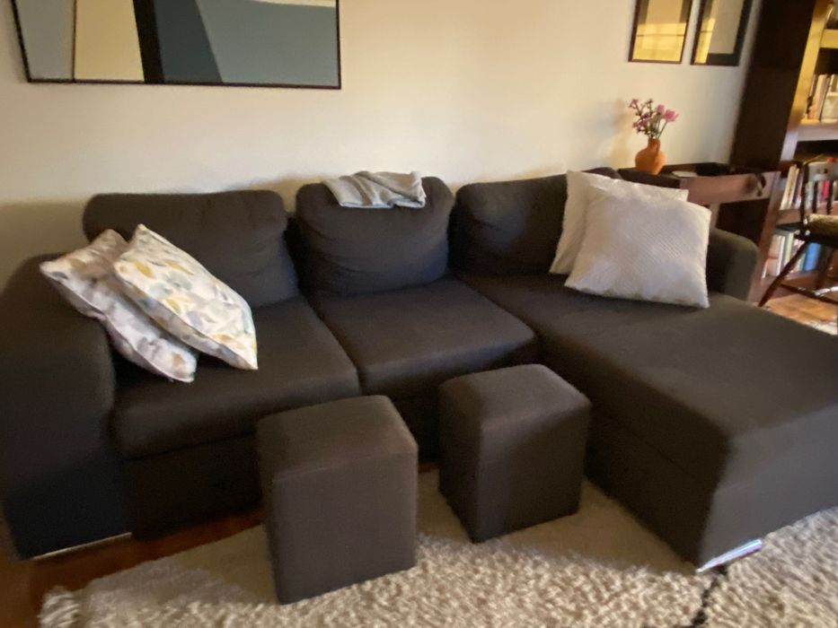 Sofá com Chaiselongue. Otimo estado