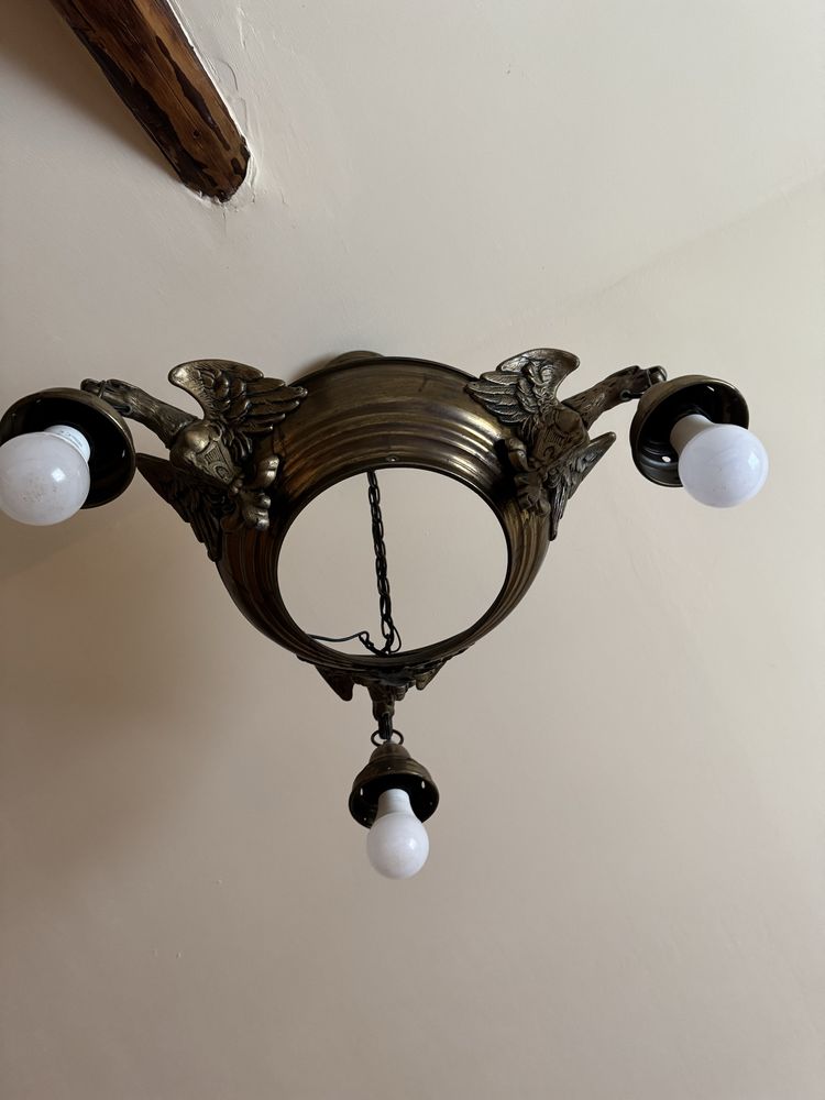 Mosiężna lampa sufitowa żyrandol orzeł