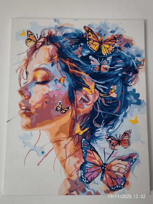Motyle w włosach - malowanie po numerach