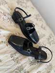 Granatowe Kwadratowe Noski Buty Typu Mary Jane 39