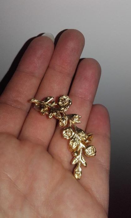 nowa zausznica kolczyk nausznica złota boho ear cuff kwiat ślub wesele