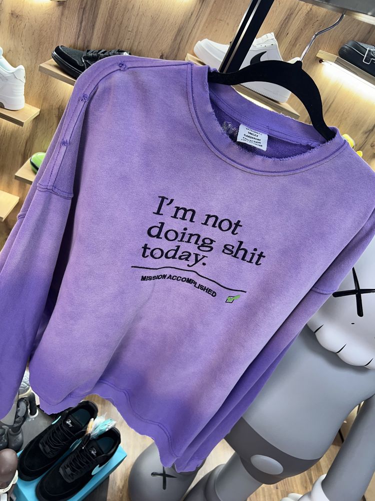 Світшот Vetements “Not Doing Shit Today” Purple Washed