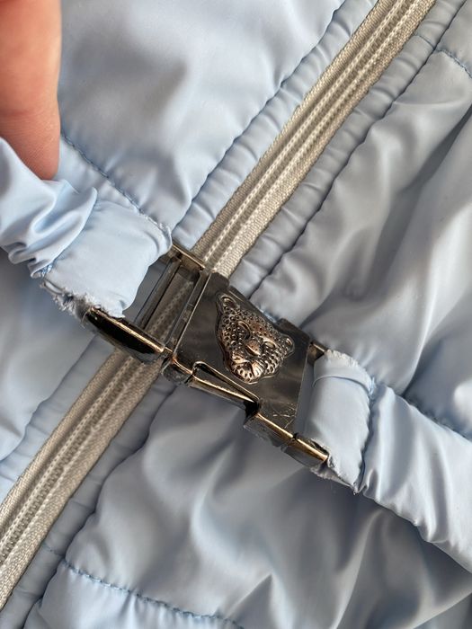 Зимний голубой комбинезон с мехом на 2 года