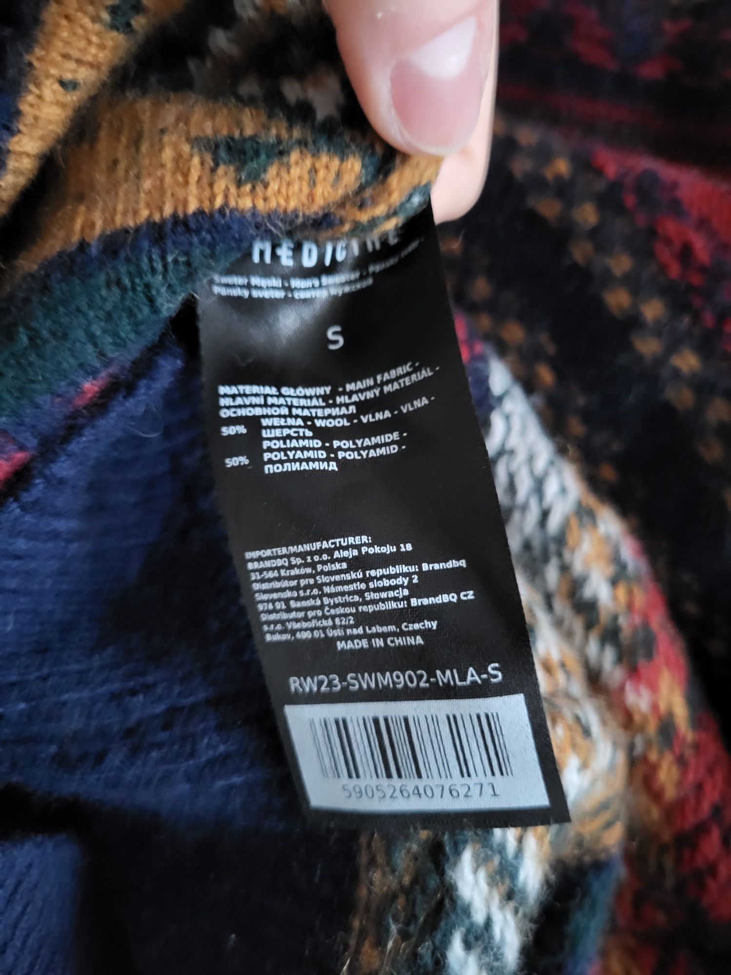 Sweter meski Medicine rozmiar S 50% wełny