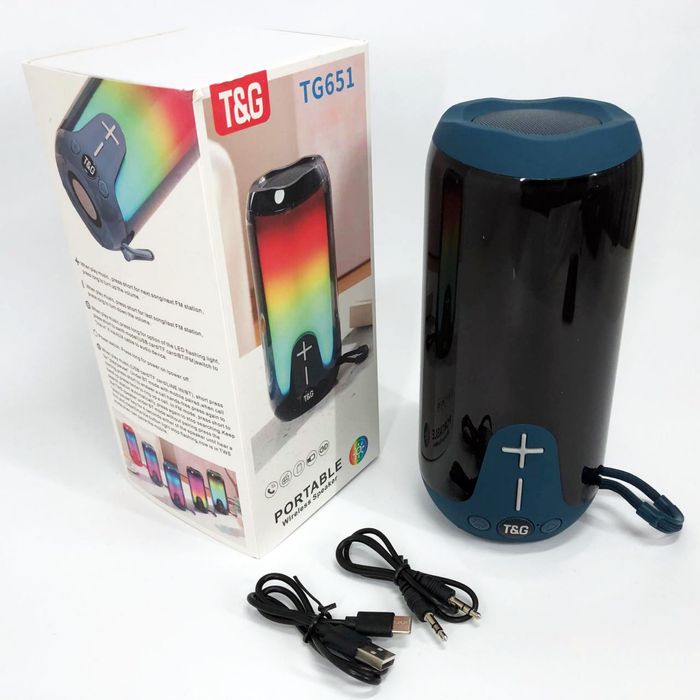 Блютуз колонка TG651 з RGB підсвіткою