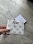 Nowy mały portfel Guess white logo balo szary monogram oryginal