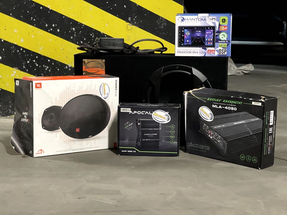 Комплект автозвуку: Phantom DVA-7253  Alpine саб  JBL  Deaf Bonce