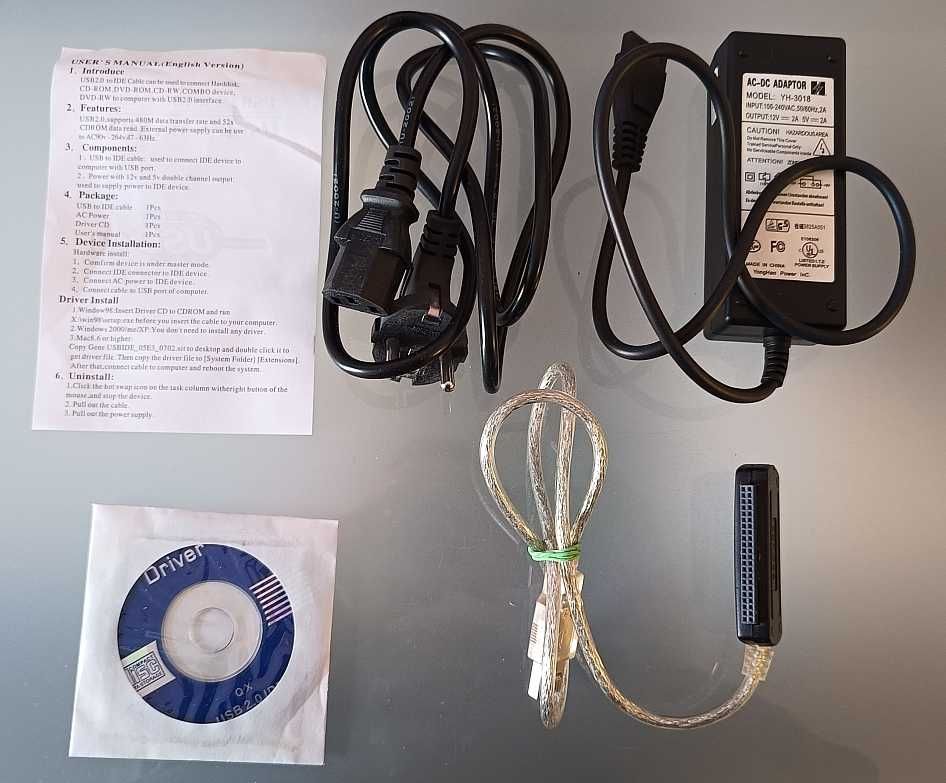 Adapter USB 2.0 > IDE do dysków twardych i napędów CD/DVD