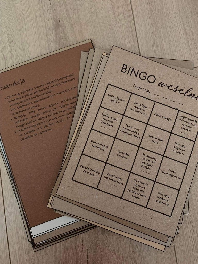 Bingo weselne gra ekologiczne