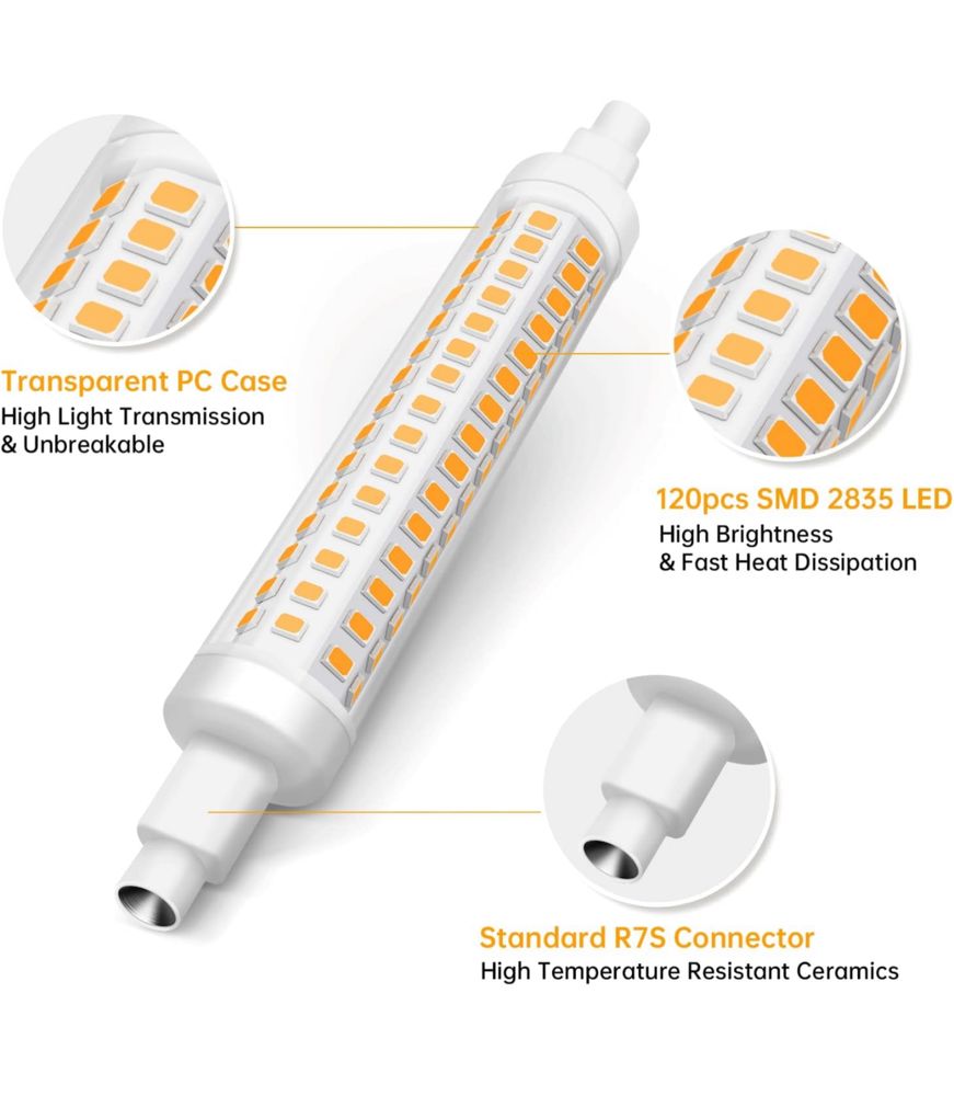 Eofiti R7S LED 118mm 15W Żarówka R7S LED Ciepła biel 3000K