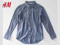 128 134 Tunika Koszula H&M - 100% bawełna 8-9 lat niebieska Bluzka