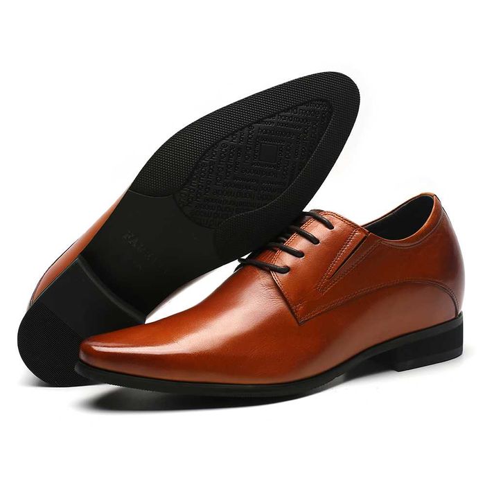 Eleganckie brązowe BUTY PODWYŻSZAJĄCE na ślub +8 cm wzrostu FARETTI.PL