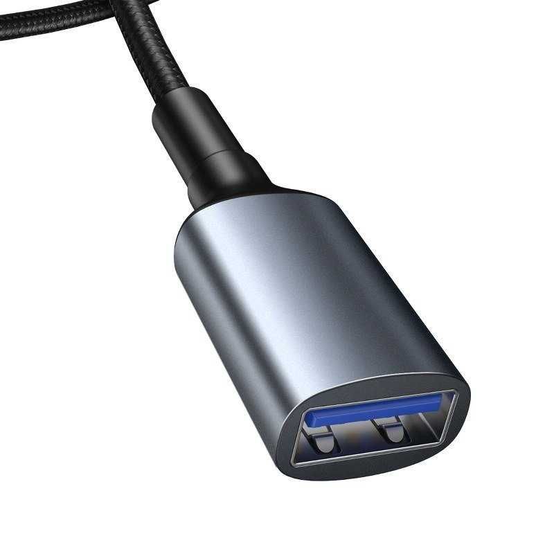 Kabel Przedłużający USB 3.0 Baseus Cafule, 2A, 1m Czarno-Szary