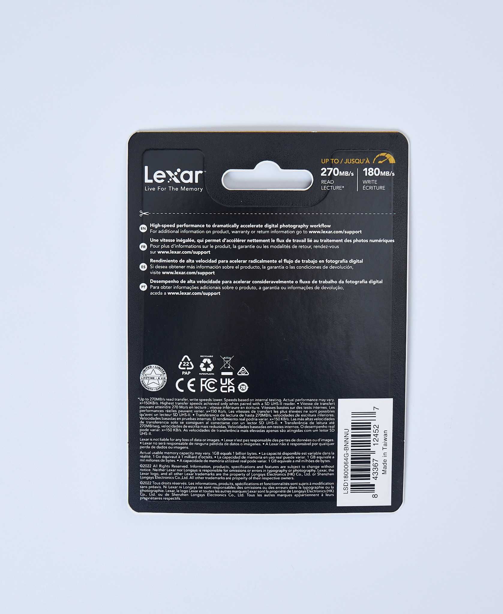 Карта памяти Lexar 64GB Professional 1800x UHS-II SDXC