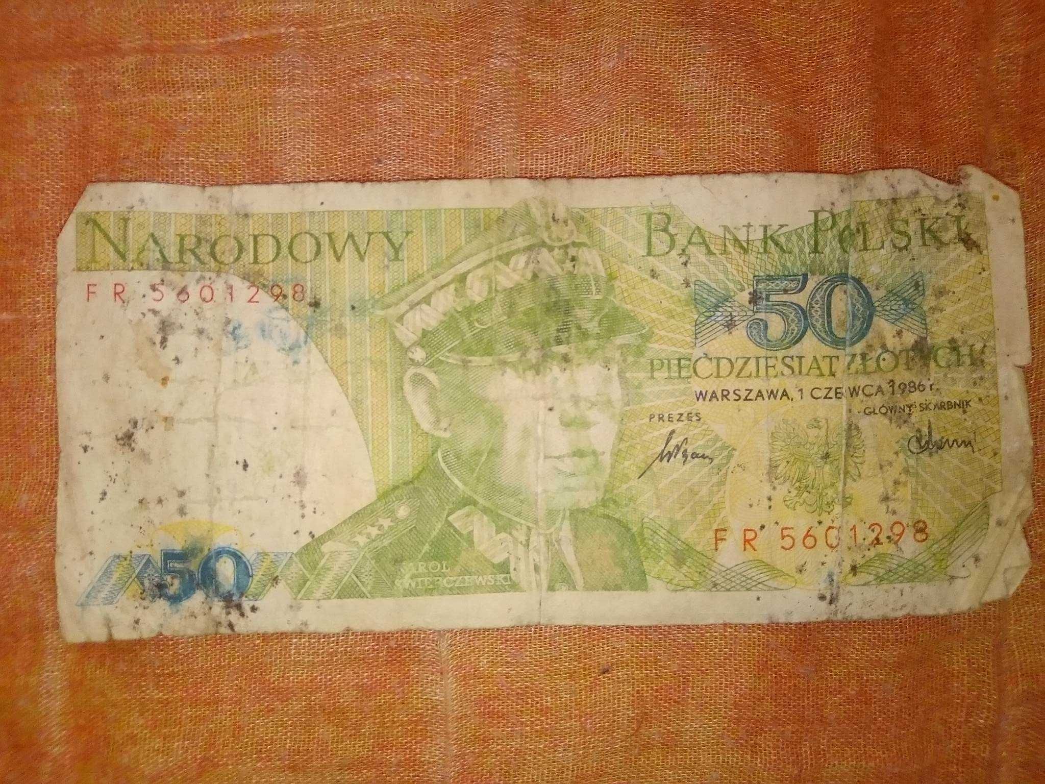 Banknot NBP 50 złotych polskich pięćdziesiąt Karol Świerczewski 1986