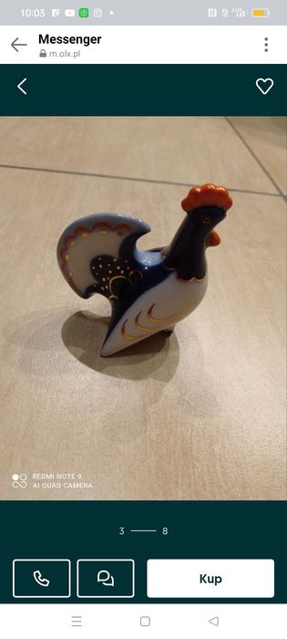 Łomonosow Ussr kura,kogut figurka z porcelany