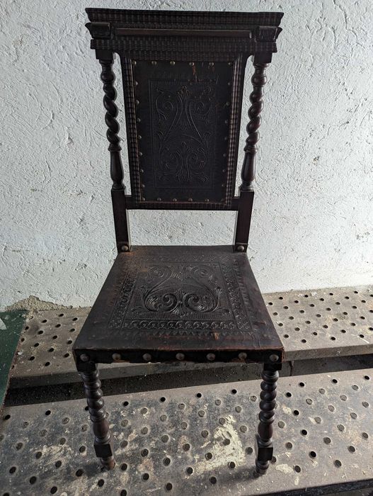 Mesa de Escritório e três Cadeiras - Pau Santo - Para Restauro