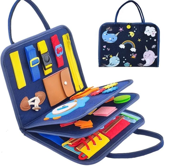 Розвиваюча книжка Монтессорі "Busy Board" у вигляді сумки