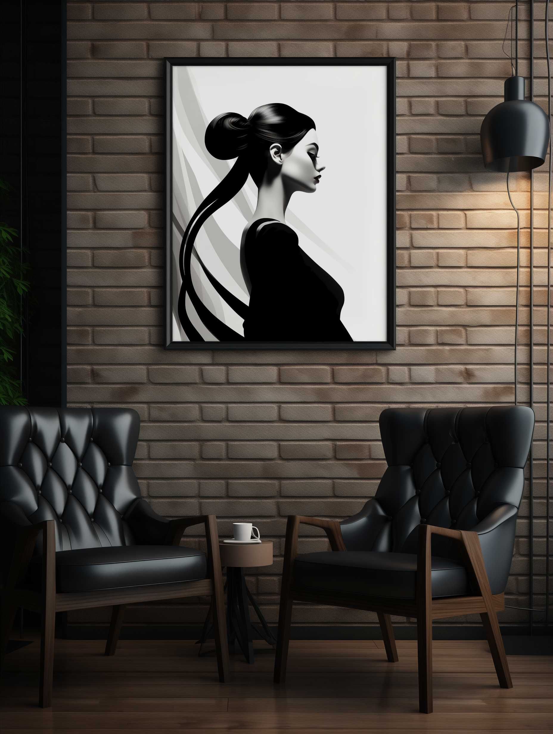 Plakat na Ścianę Obraz Kobieta Sztuka Czarno-Białe 40x60 cm Premium