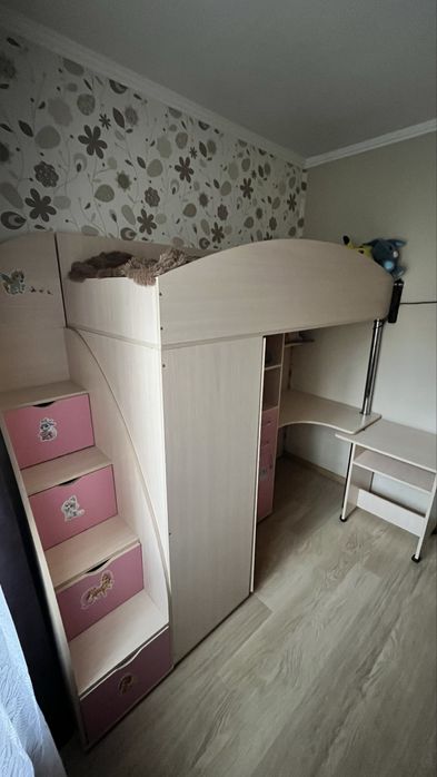 Кровать-чердак со столом Мидленд Fmebel 80x190