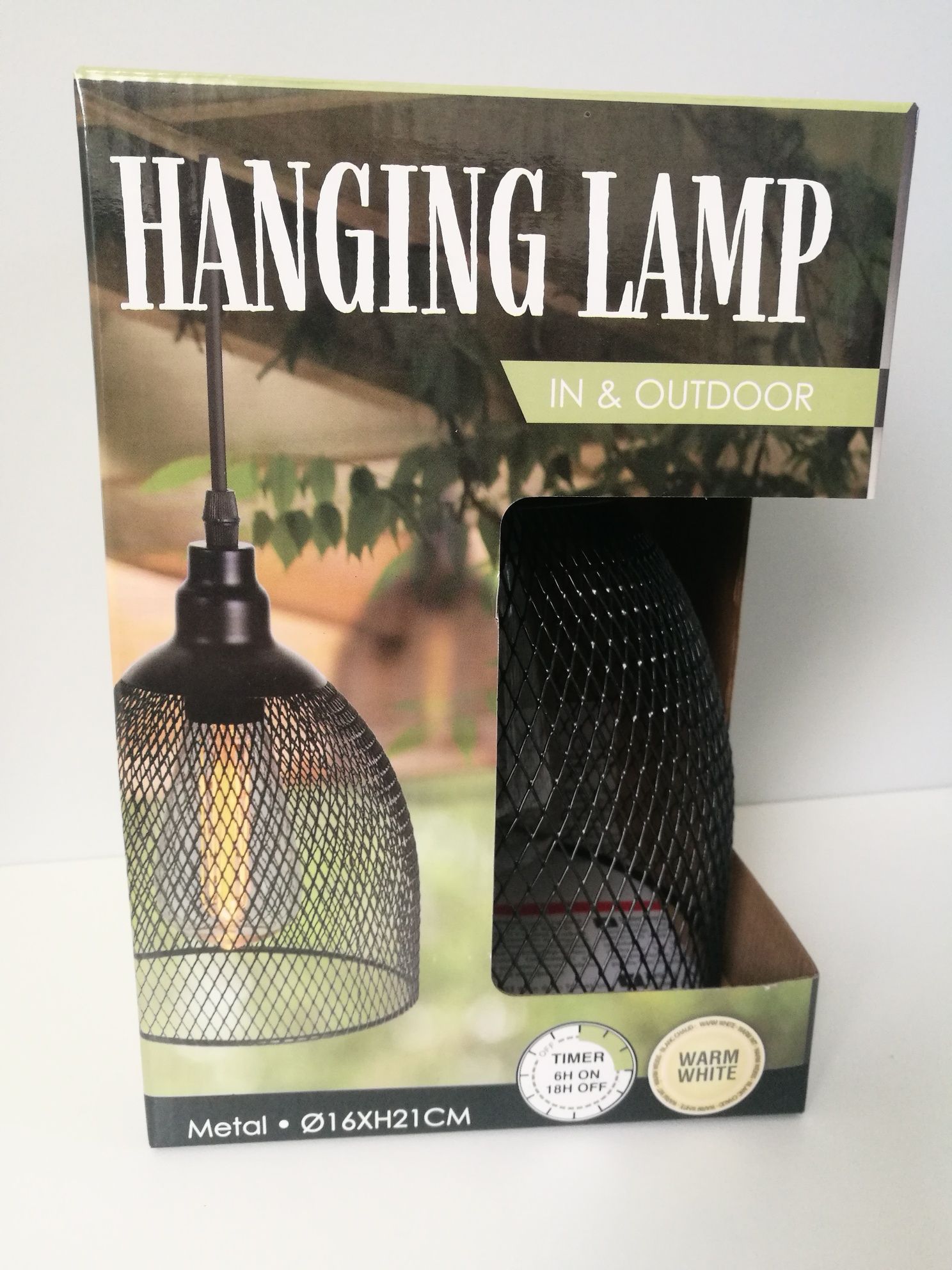 Metalowa lampa wisząca IP44 z funkcją timera