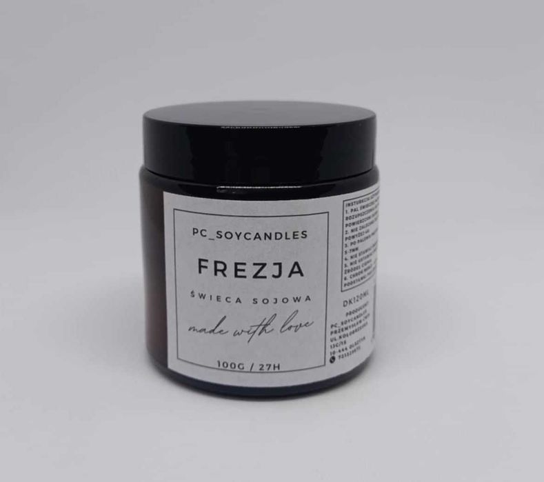 Świeca Sojowa Zapachowa Frezja 120ml 27h Drewniany knot