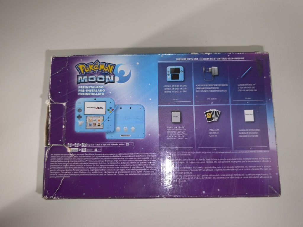 Nintendo 2DS Edição Pokémon Moon (Consola + Caixa + Acessórios Origina
